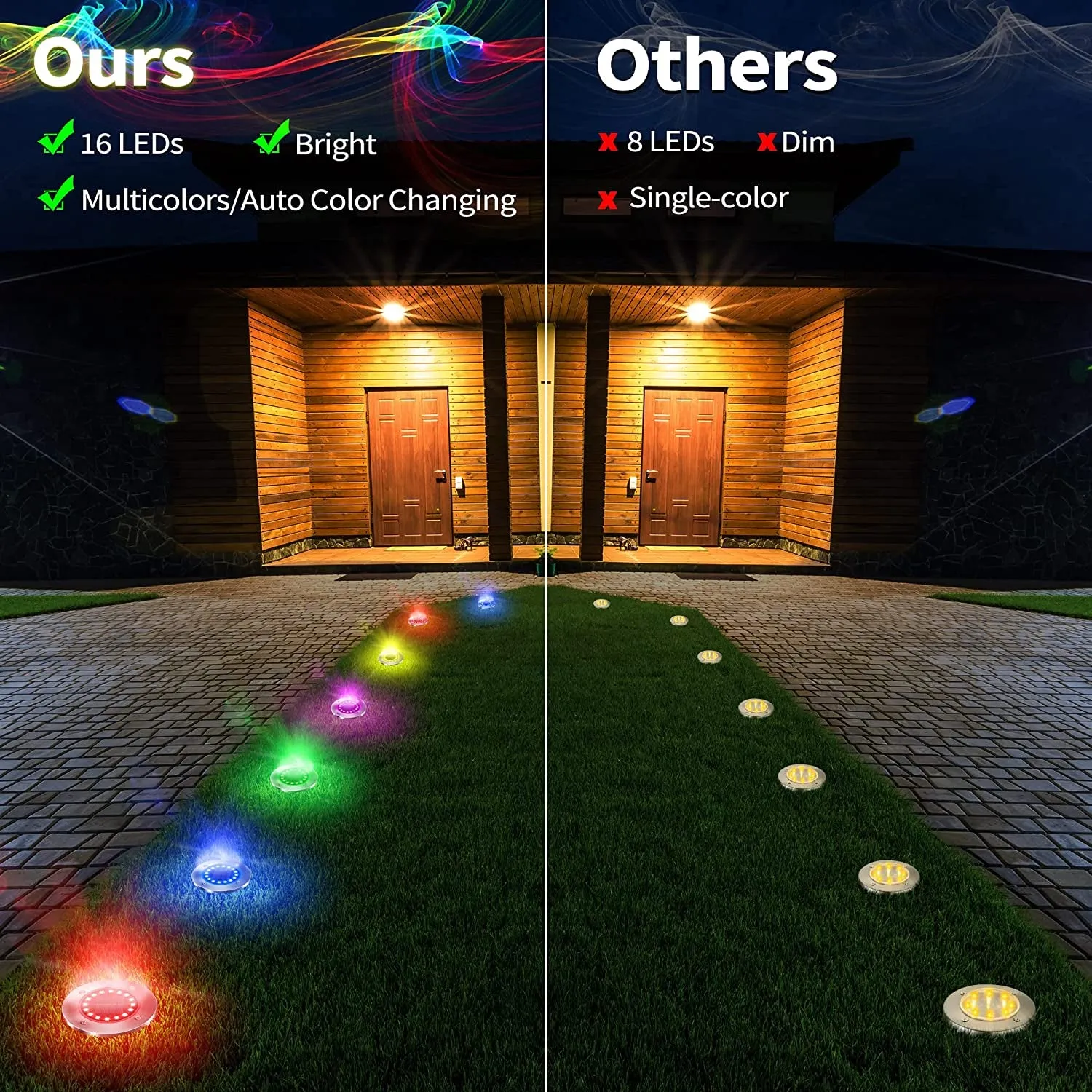 12 Pack 16 LED Solar Outdoor Lights Landscape Lighting