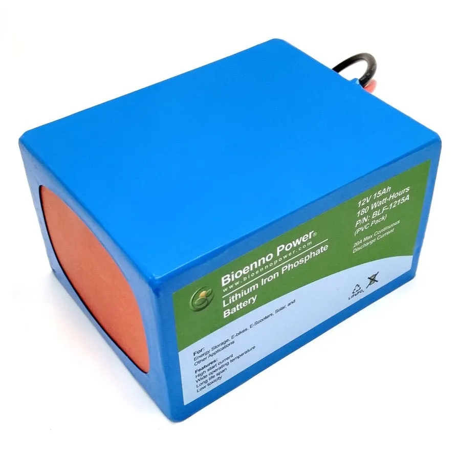 12V 15Ah LiFePO4 Battery - Bioenno Power BLF-1215A