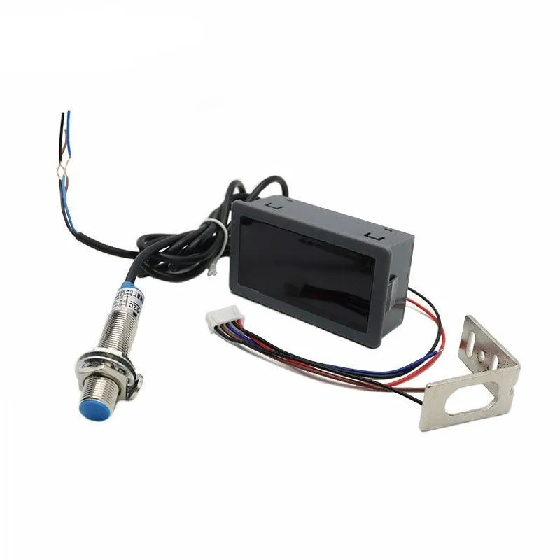 1Set 12V 24V Measuring Gauge 4 Digital Blue/Green/Red LED Tachometer RPM Speed Meter 10-9999RPM Hall Proximity Switch Sensor NPN