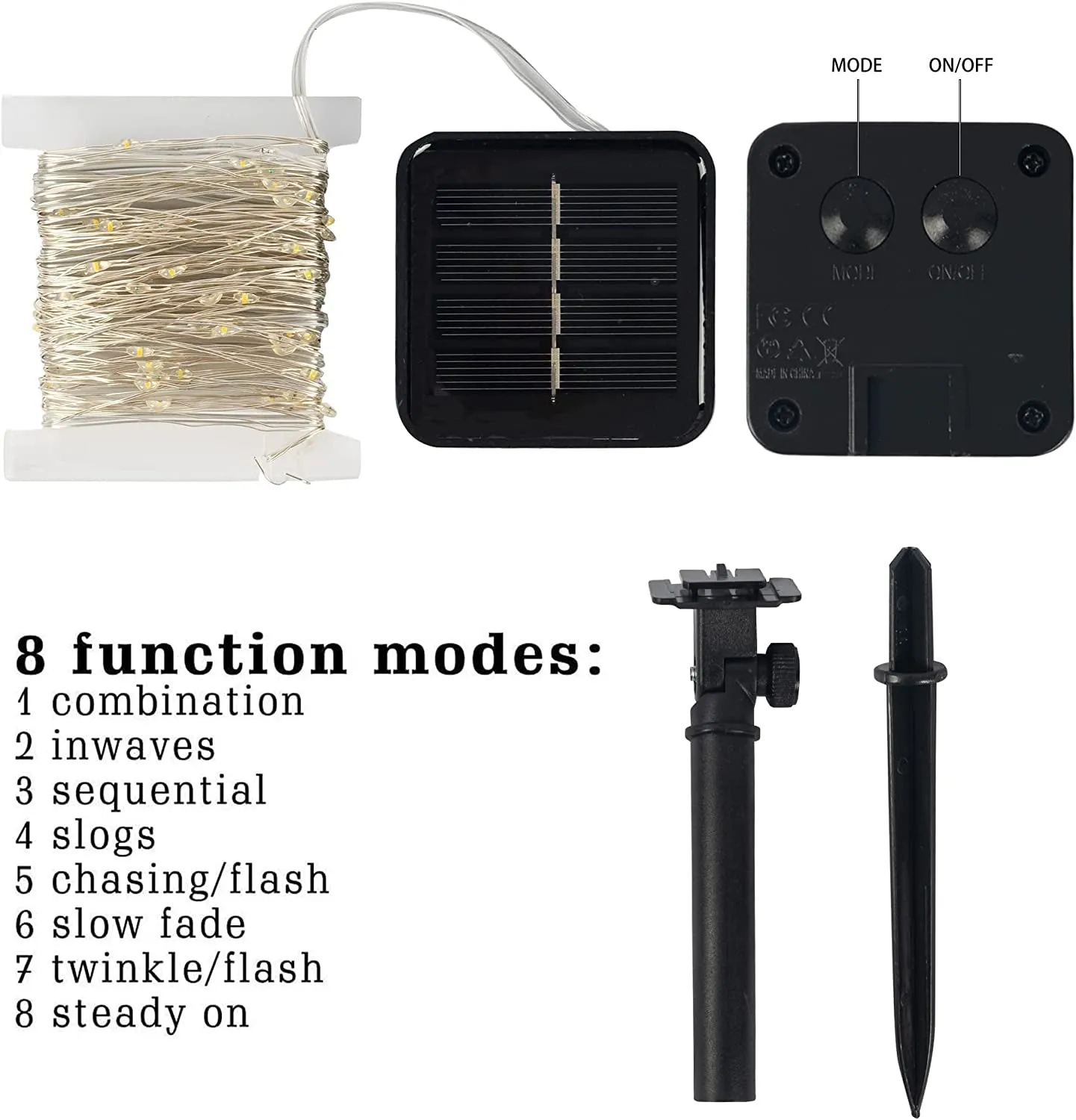 2 Pack Solar String Lights Outdoor, Total 80FT 240LED Solar Powered Waterproof Fairy Lights 8 Modes, Silver Wire Lights (Warm White)