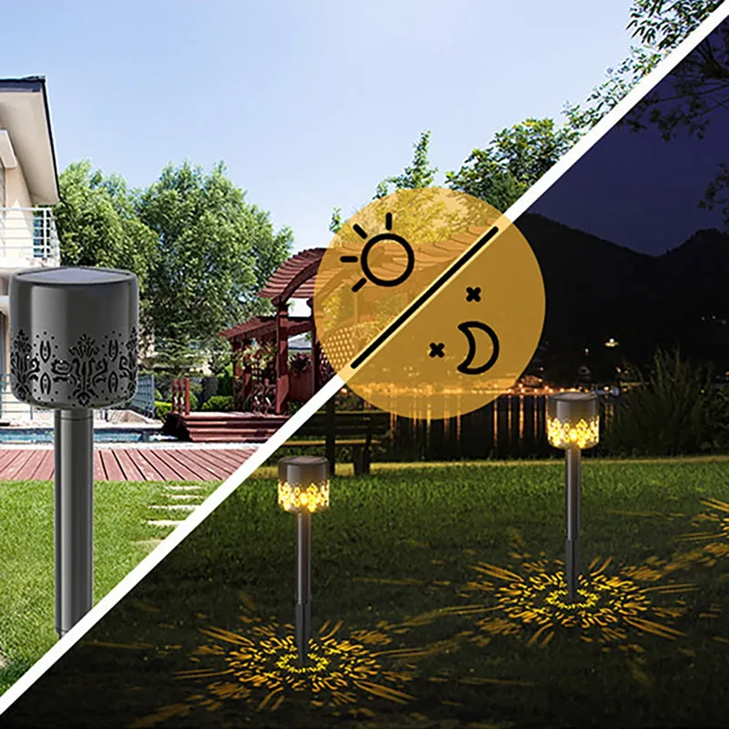 2 Pack Solar Waterproof Path Lawn Staking Induction Light