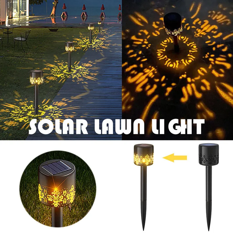 2 Pack Solar Waterproof Path Lawn Staking Induction Light