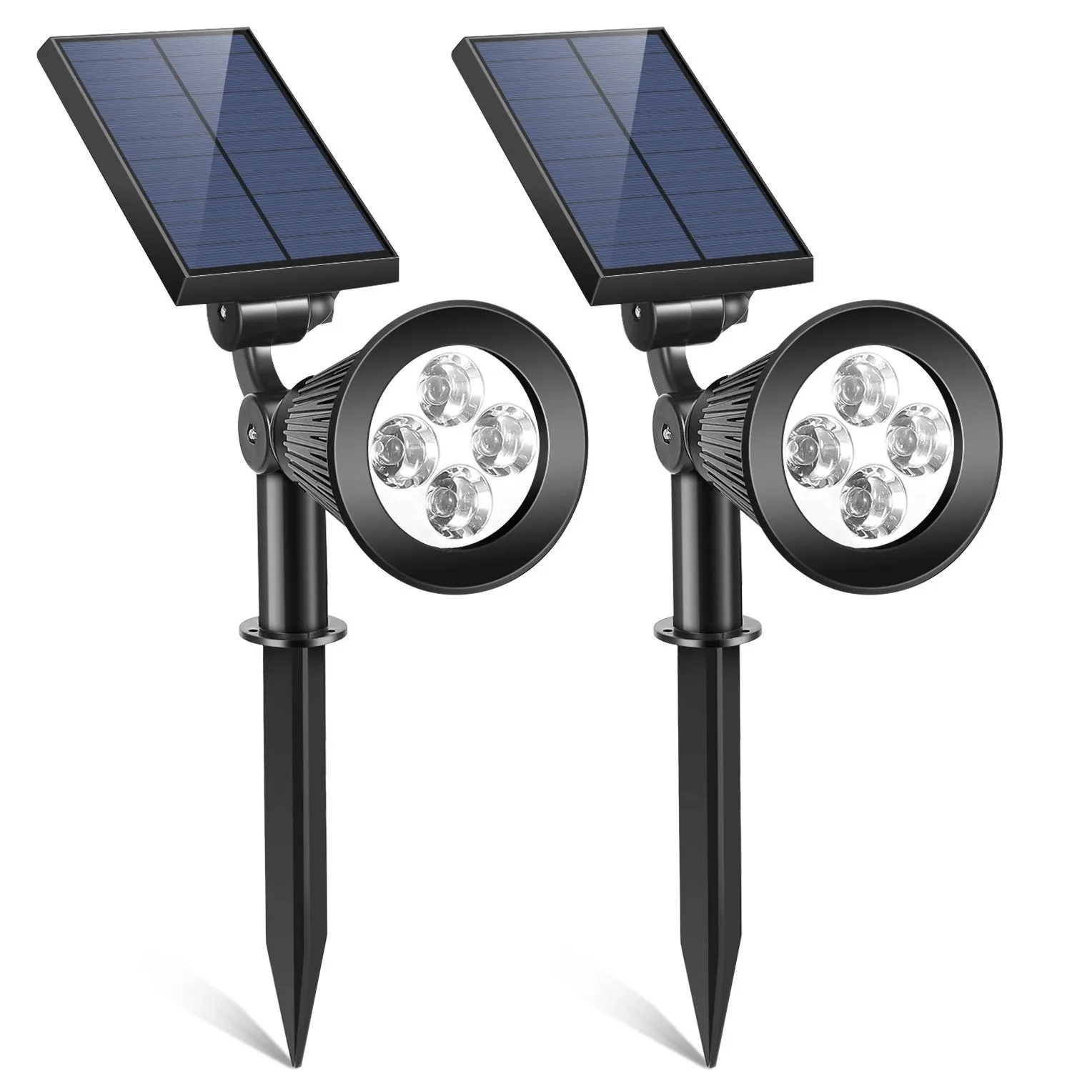 2-Piece: Solar Spotlight Outdoor Dusk Waterproof