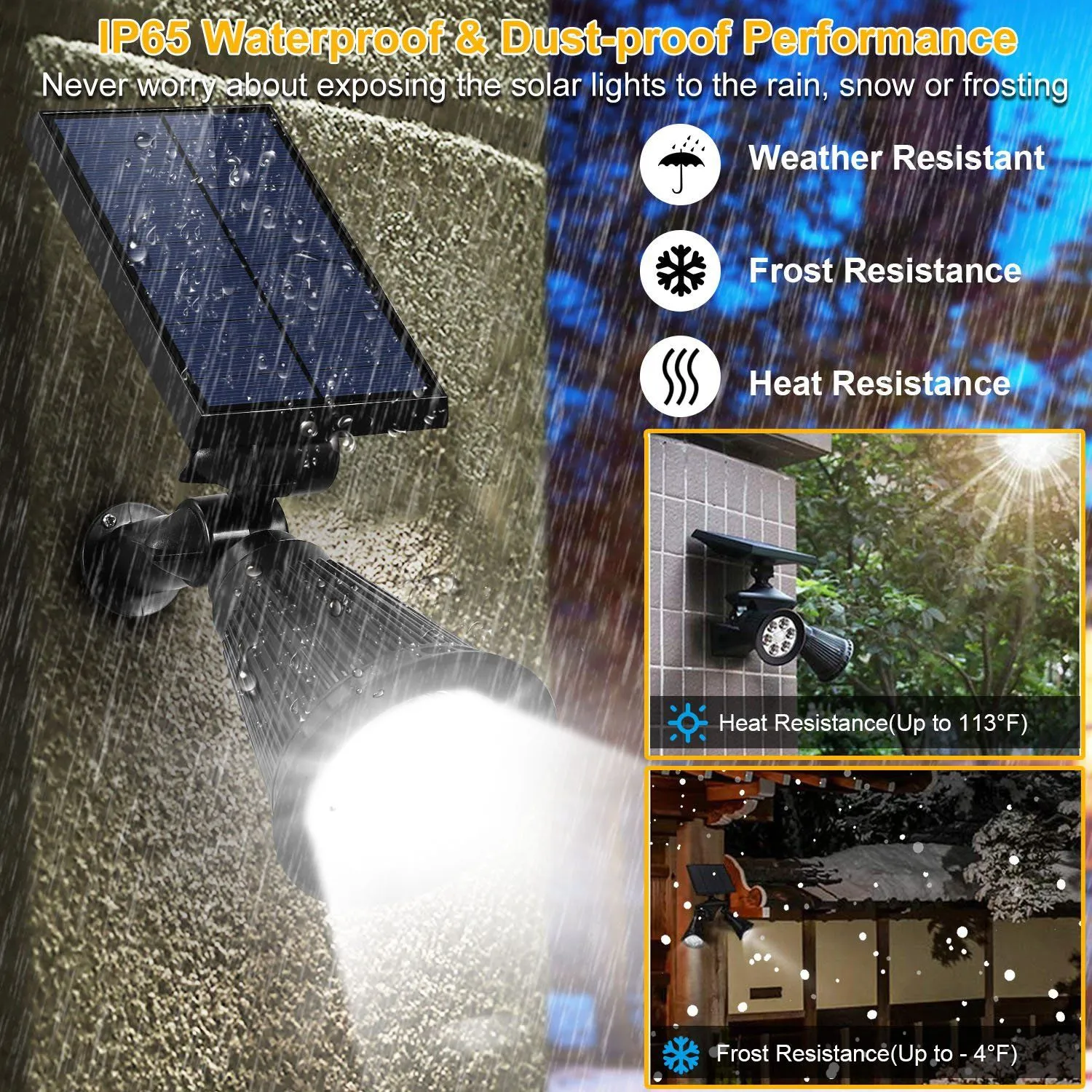 2-Piece: Solar Spotlight Outdoor Dusk Waterproof