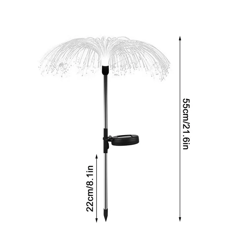 2 Pieces LED Solar Light Outdoor Fiber Optic Jellyfish Lamp