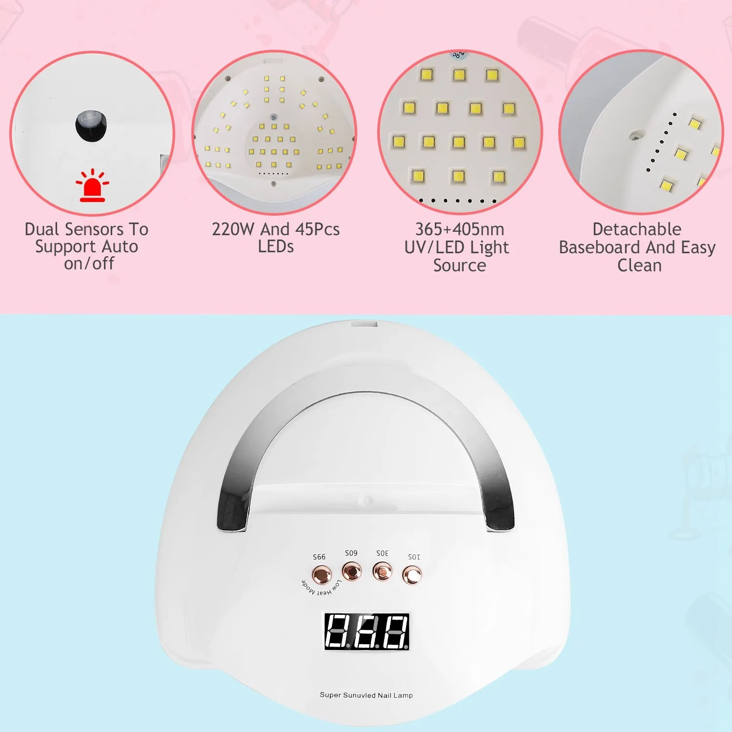 220W UV LED Nail Lamp Gel Polish Dryer