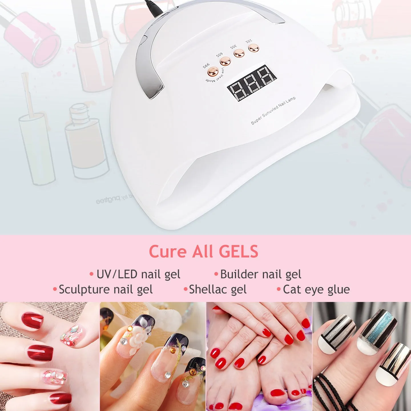 220W UV LED Nail Lamp Gel Polish Dryer