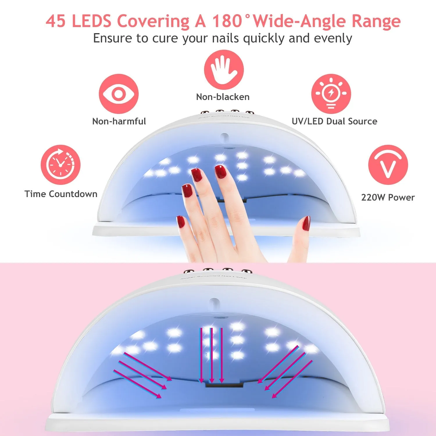 220W UV LED Nail Lamp Gel Polish Dryer