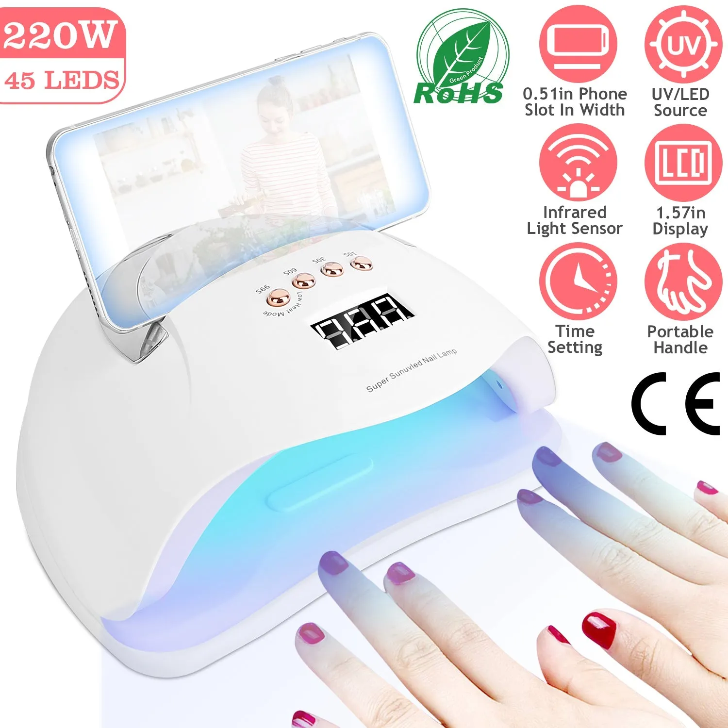 220W UV LED Nail Lamp Gel Polish Dryer