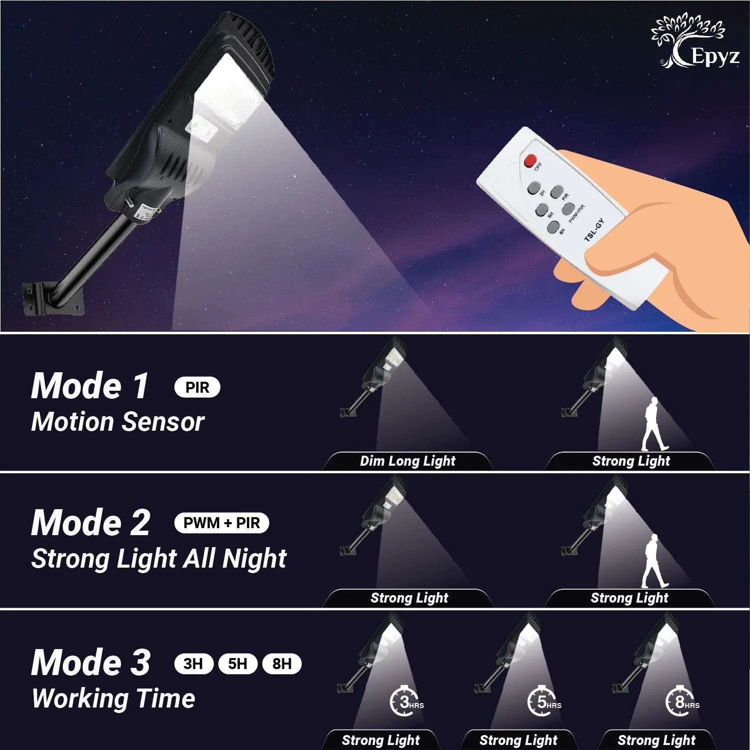 30 Watt Solar Street Light for Outdoor (White Light)