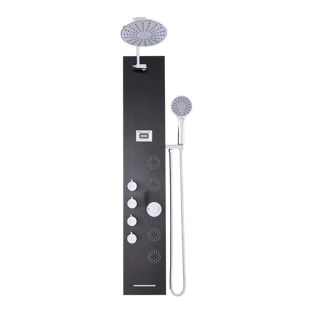 4 in 1 Adjustable Stainless Steel Shower Panel System with Body Massage Jets and Handle