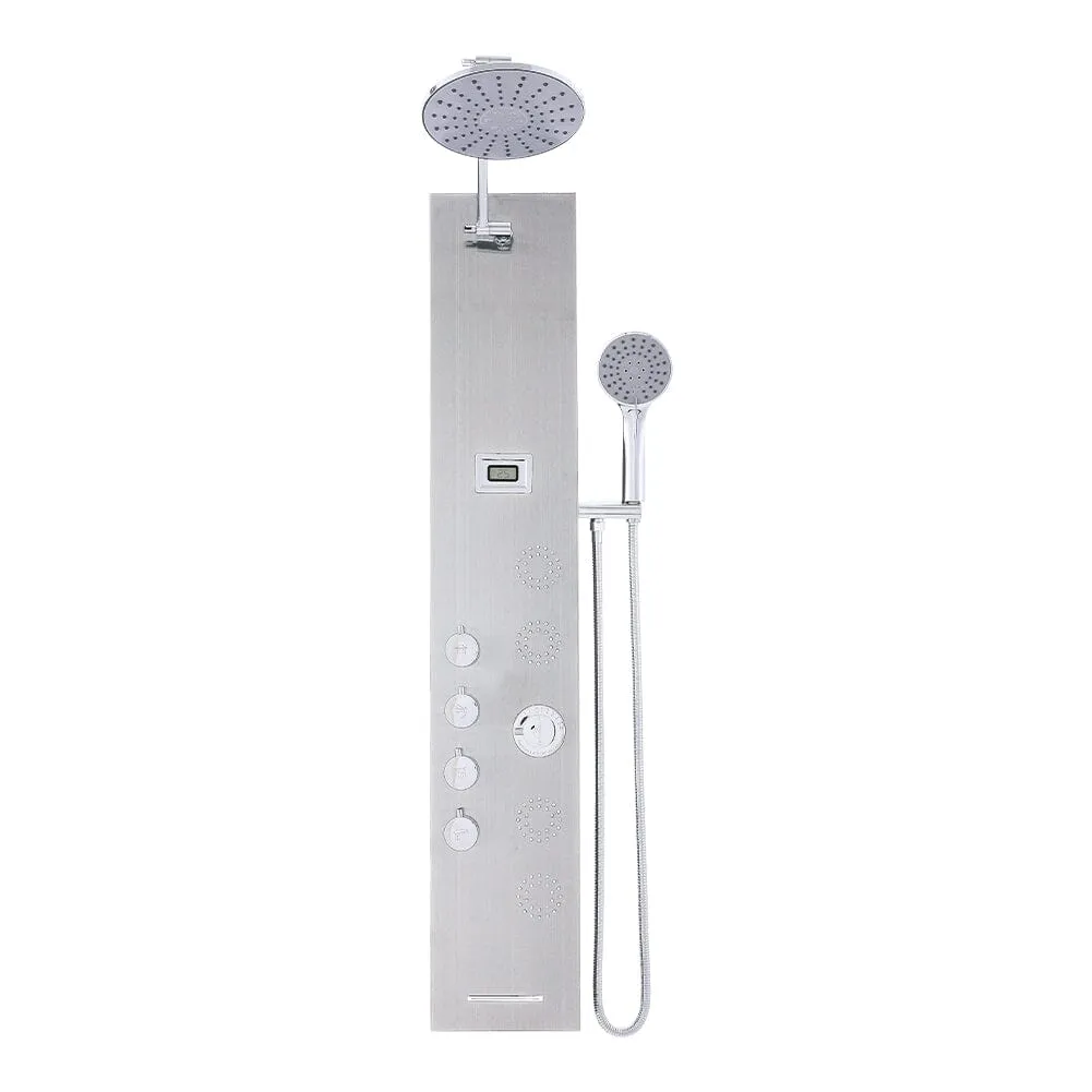 4 in 1 Adjustable Stainless Steel Shower Panel System with Body Massage Jets and Handle