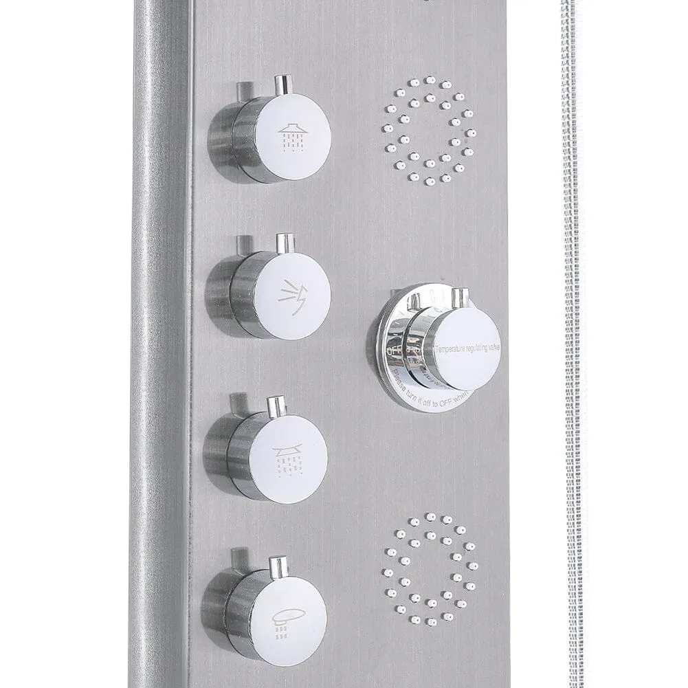 4 in 1 Adjustable Stainless Steel Shower Panel System with Body Massage Jets and Handle