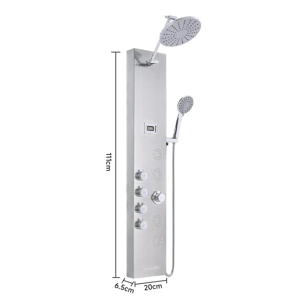 4 in 1 Adjustable Stainless Steel Shower Panel System with Body Massage Jets and Handle