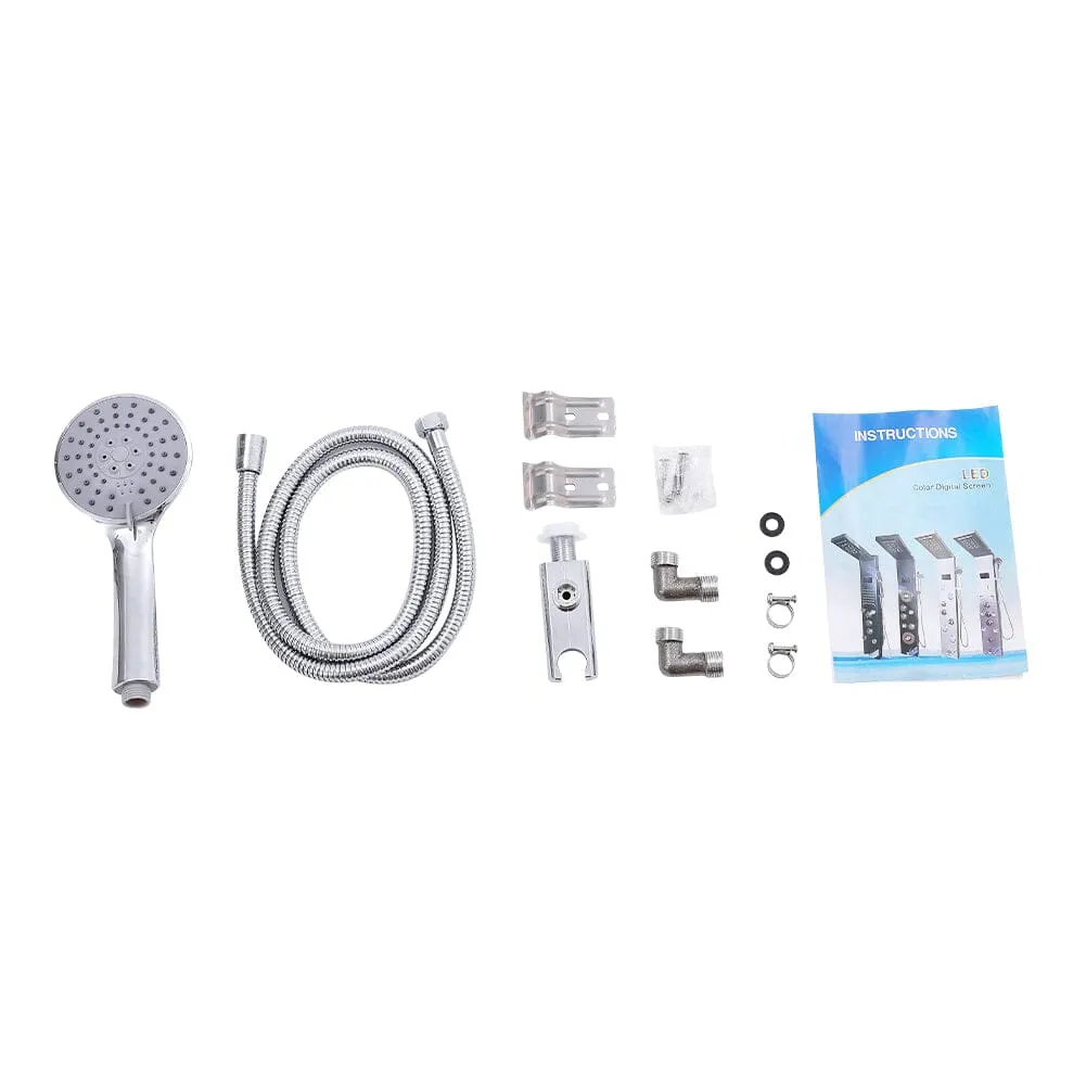 4 in 1 Adjustable Stainless Steel Shower Panel System with Body Massage Jets and Handle