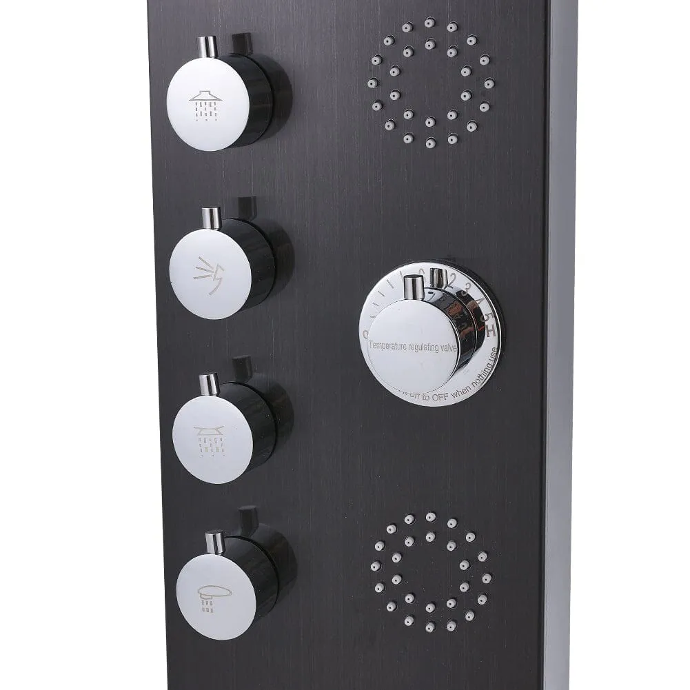 4 in 1 Adjustable Stainless Steel Shower Panel System with Body Massage Jets and Handle