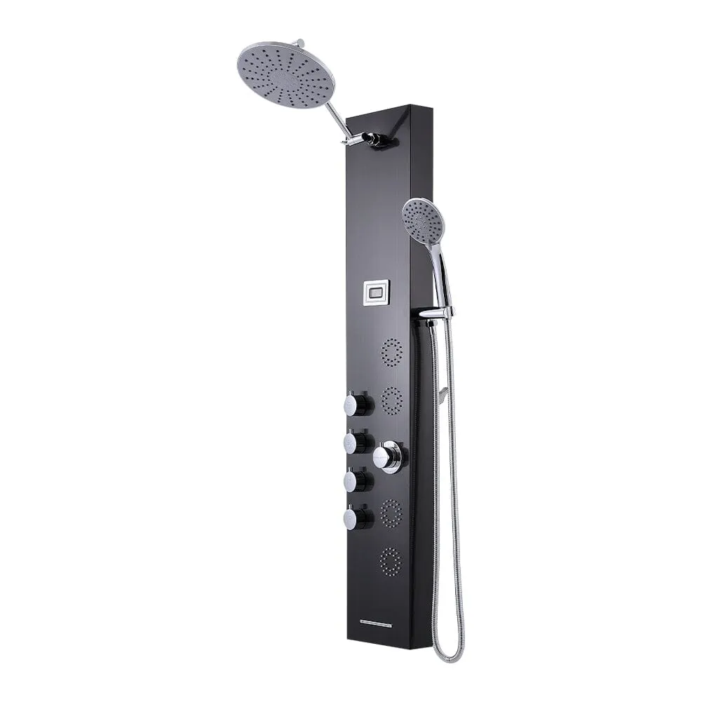 4 in 1 Adjustable Stainless Steel Shower Panel System with Body Massage Jets and Handle