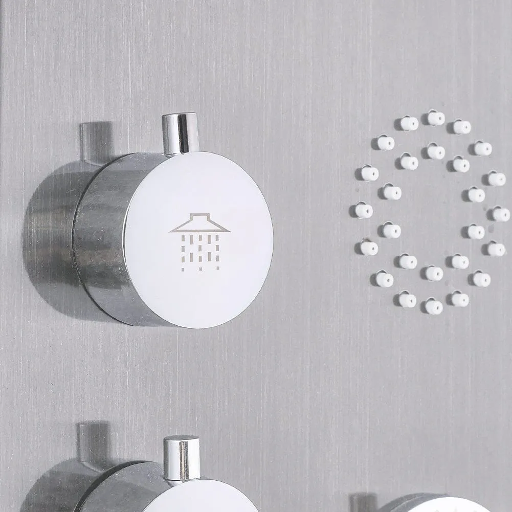 4 in 1 Adjustable Stainless Steel Shower Panel System with Body Massage Jets and Handle