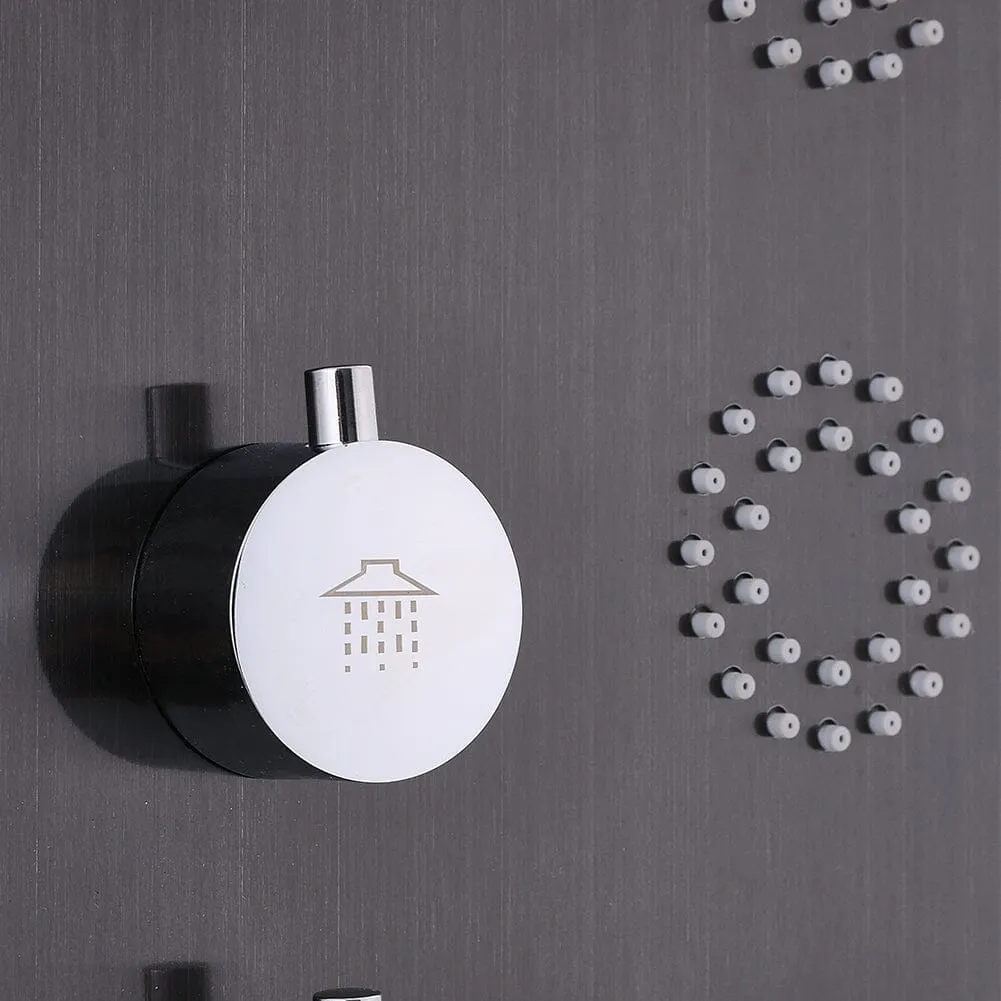 4 in 1 Adjustable Stainless Steel Shower Panel System with Body Massage Jets and Handle