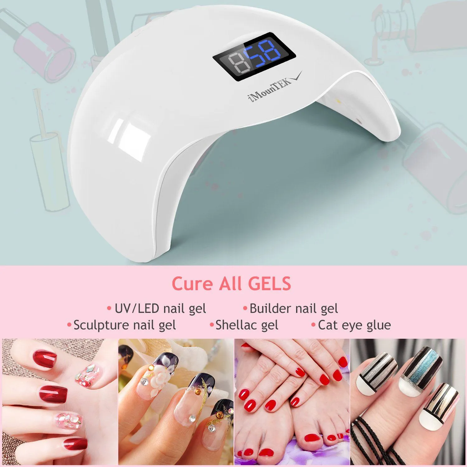 48W UV LED Nail Lamp Gel Polish Nail Dryer