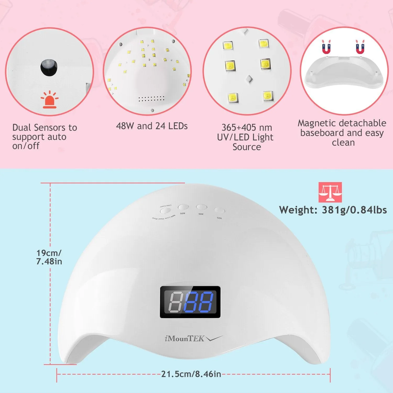 48W UV LED Nail Lamp Gel Polish Nail Dryer