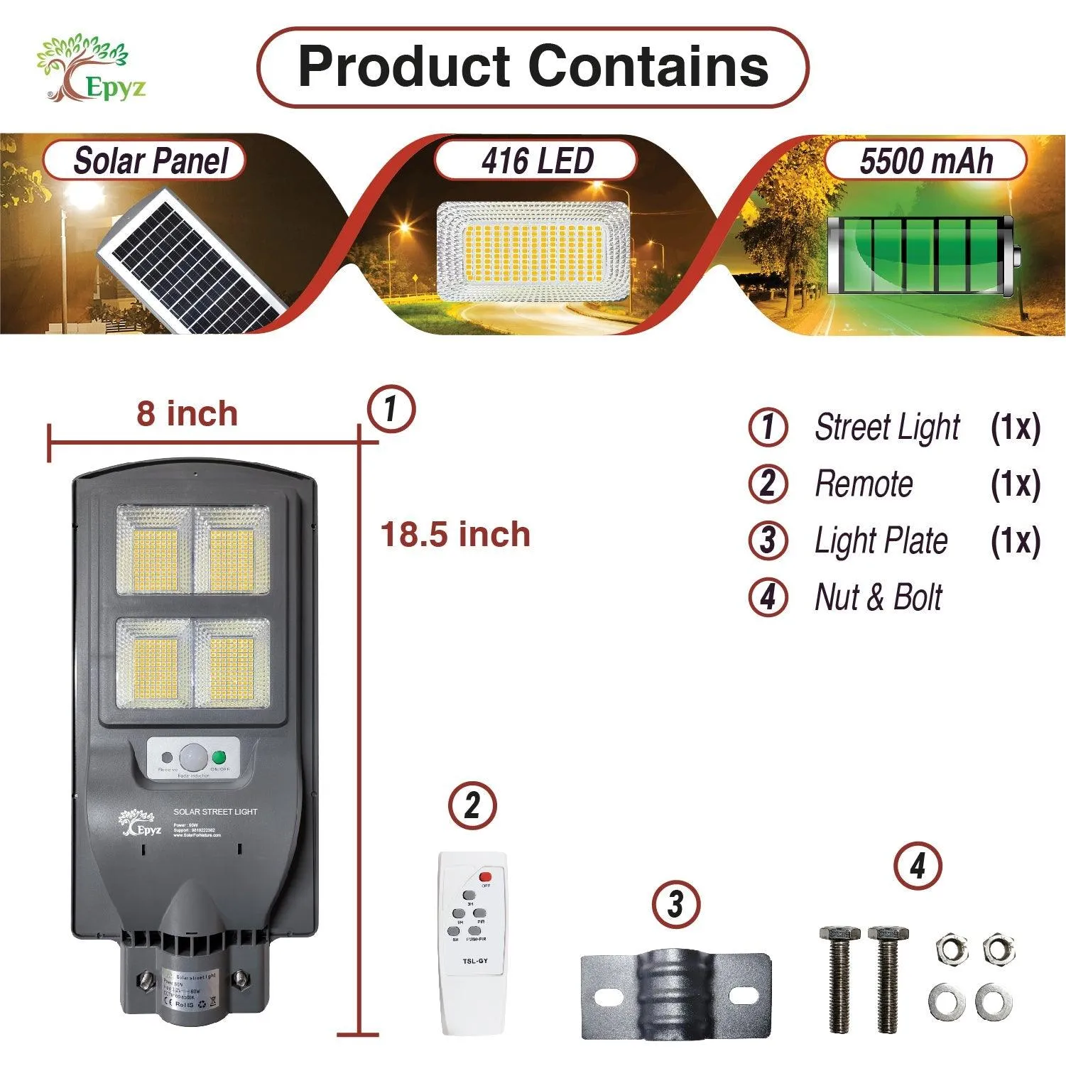 60 Watt Solar Street Lights ( Warm Light )