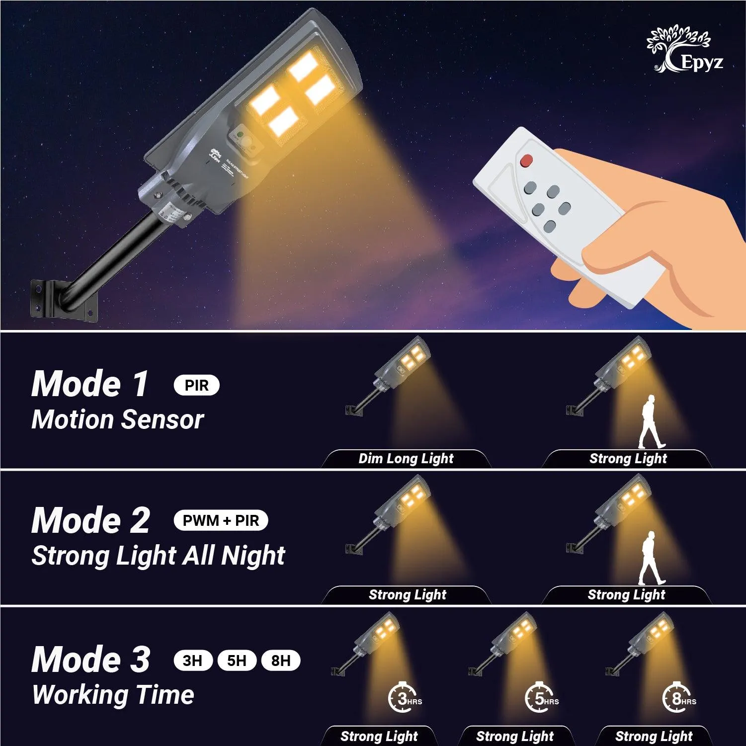 60 Watt Solar Street Lights ( Warm Light )