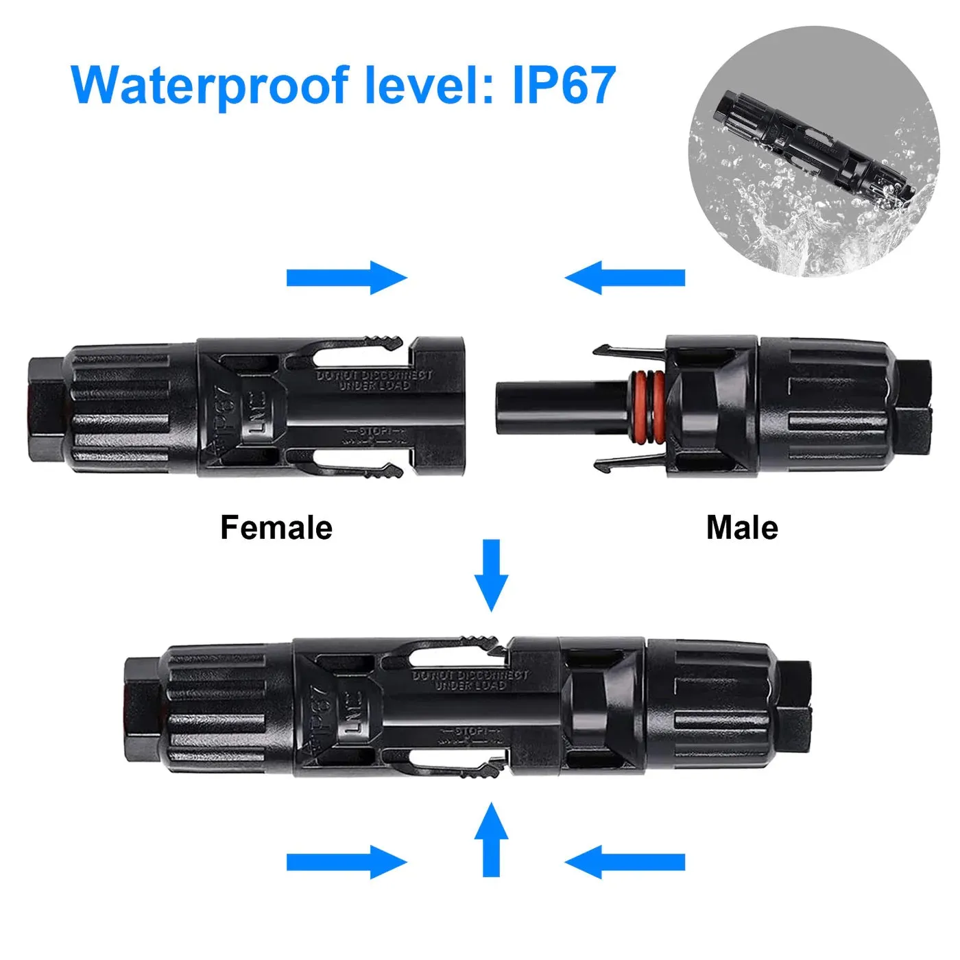 ACOPower 3 Pairs PV Connector Male/Female Solar Panel Cable Connectors