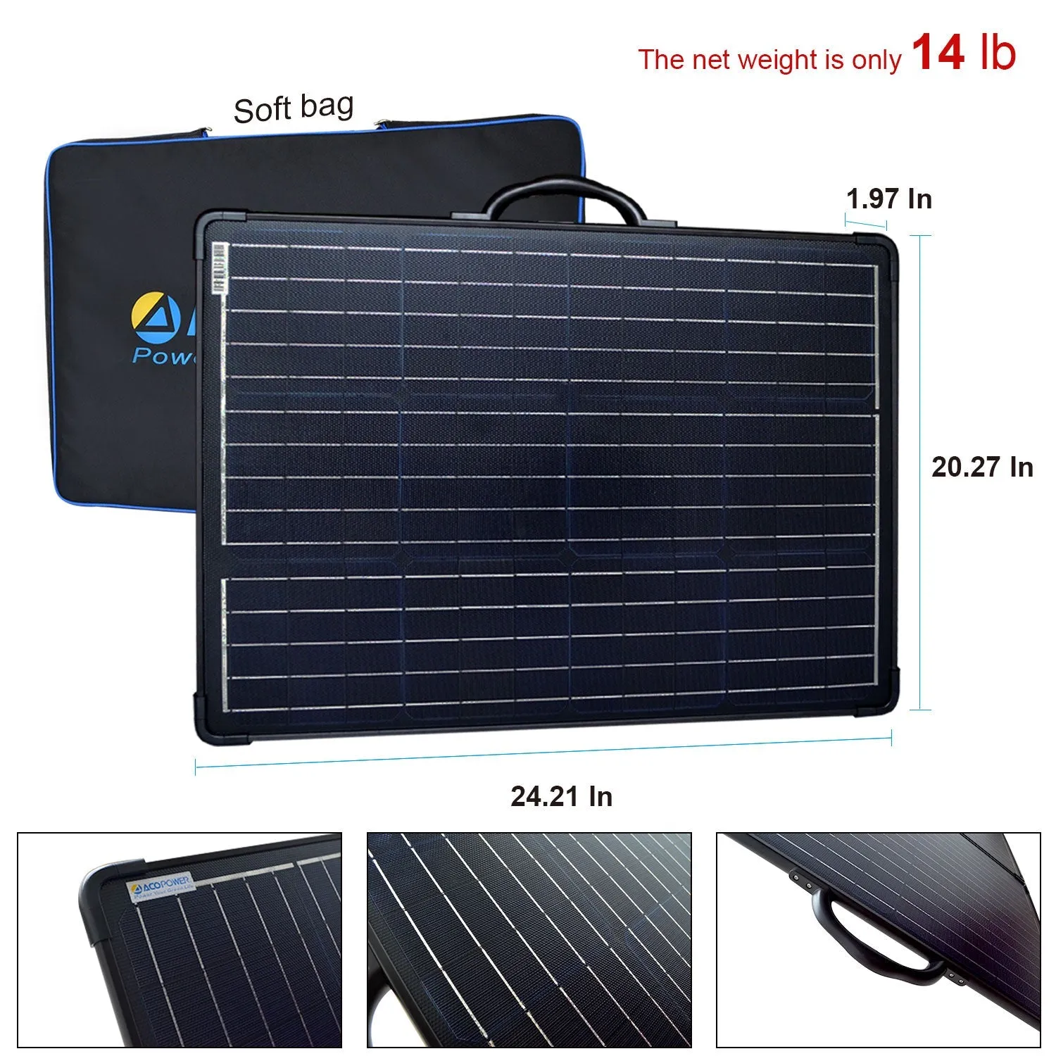 Acopower Foldable kits Framed All black 120W