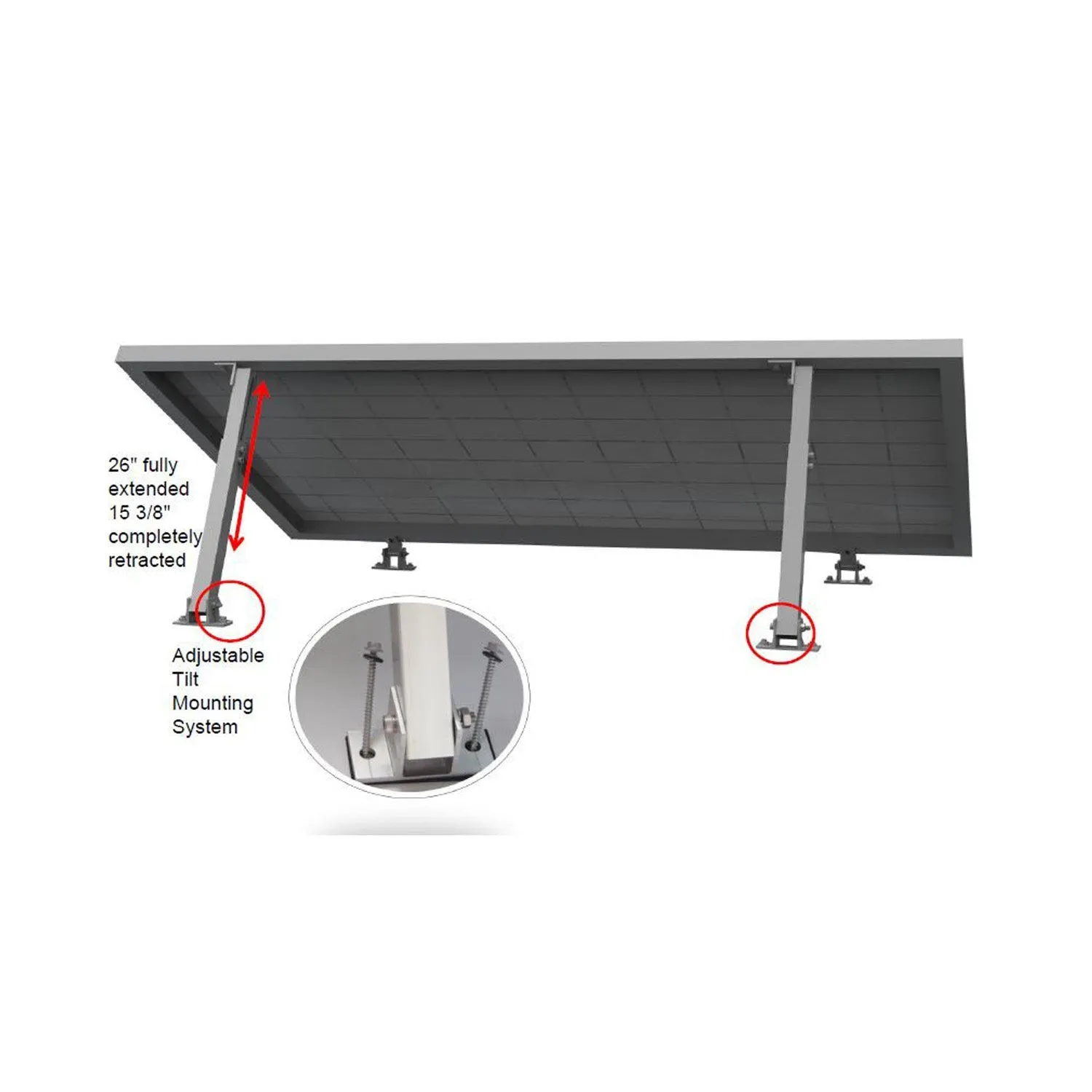 AIMS Power Universal Adjustable Solar Panel Mount | Fits 1 Panel