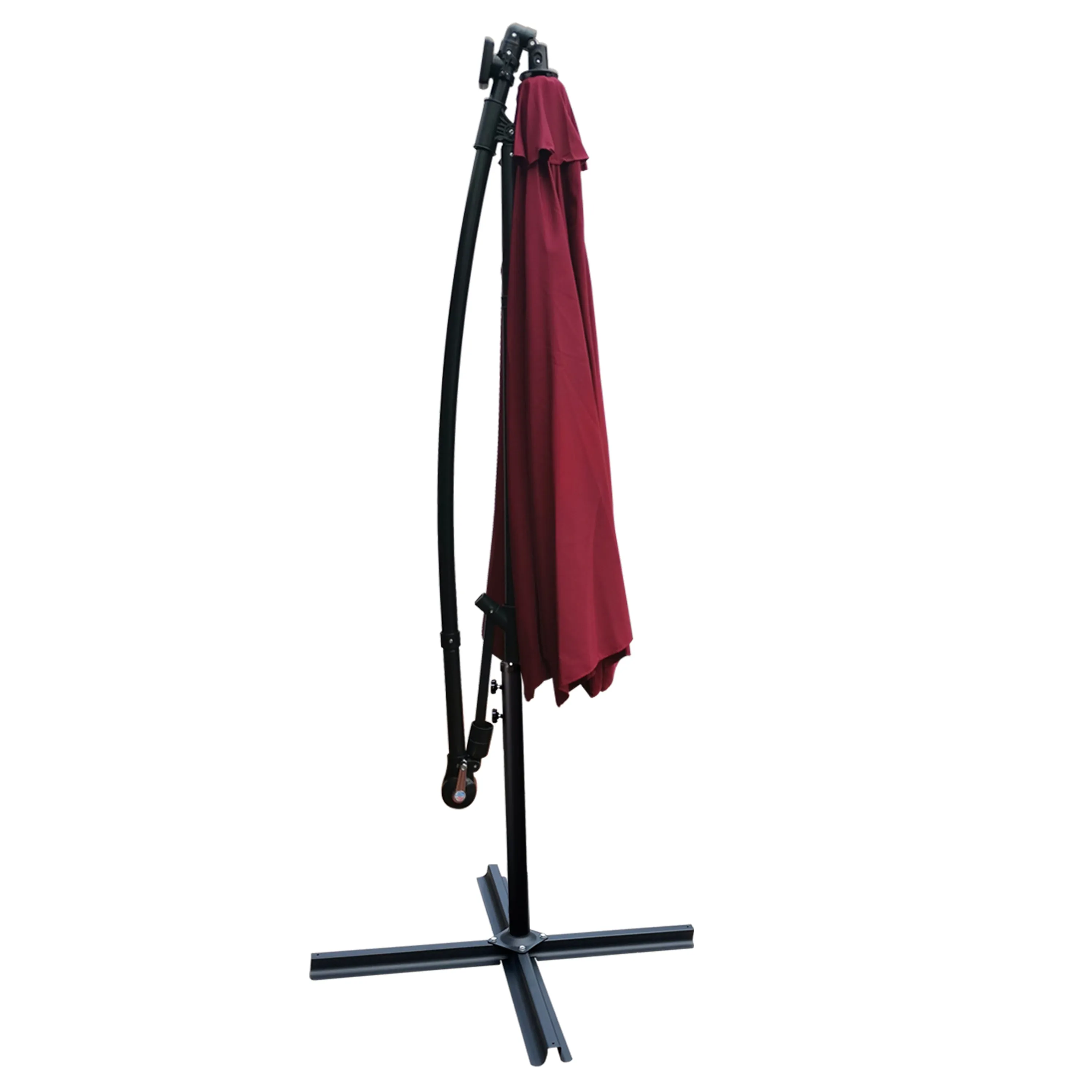 Alexa 10 ft Outdoor Umbrella Solar LED with Cross Base - Burgundy