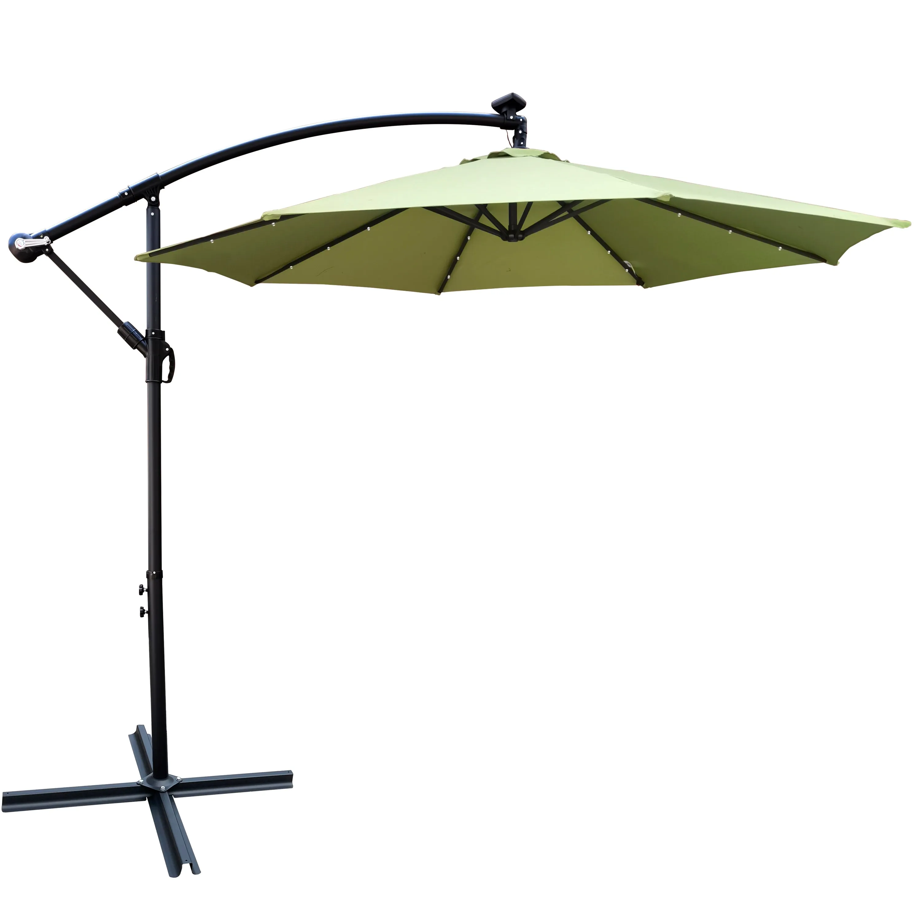 Alexa 10 ft Outdoor Umbrella Solar LED with Cross Base - Lime Green