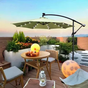 Alexa 10 ft Outdoor Umbrella Solar LED with Cross Base - Lime Green