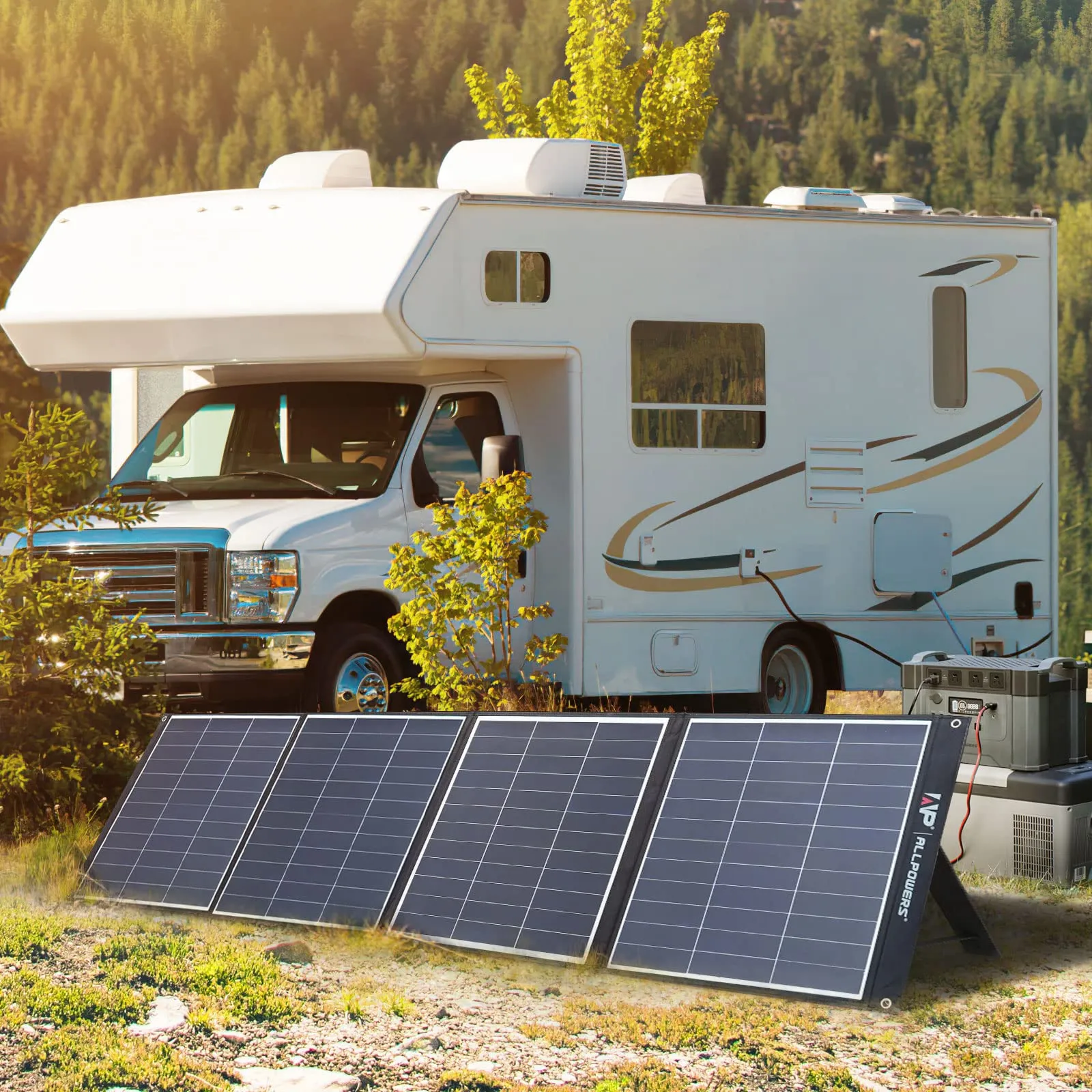 ALLPOWERS SP035 200W Portable Solar Panel Charger Monocrystalline Foldable Solar Panel Kit IP67 Waterproof Solar Power Battery for RV Solar Generator Outdoor Camping Off Grid Van