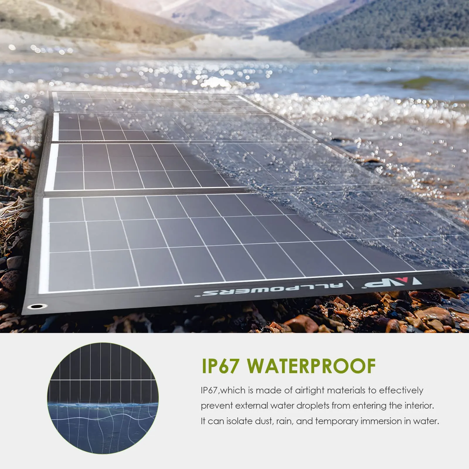 ALLPOWERS SP035 200W Portable Solar Panel Charger Monocrystalline Foldable Solar Panel Kit IP67 Waterproof Solar Power Battery for RV Solar Generator Outdoor Camping Off Grid Van