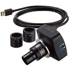 AmScope MU Series 12.0MP USB 3.0 High-speed Back-illuminated Color CMOS C-Mount Microscope Camera with Reduction Lens and Calibration Slide