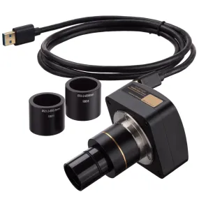 AmScope MU Series 5.3MP USB 2.0 Back-illuminated Color CMOS C-Mount Microscope Camera with Reduction Lens and Calibration Slide