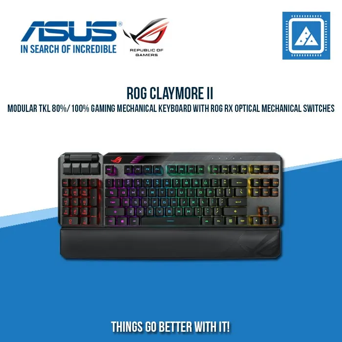 ASUS ROG CLAYMORE II RGB MECHANICAL WIRED/WRLSS GAMING KB W/ DETACHABLE NUMPAD (BLUE SWITCH)