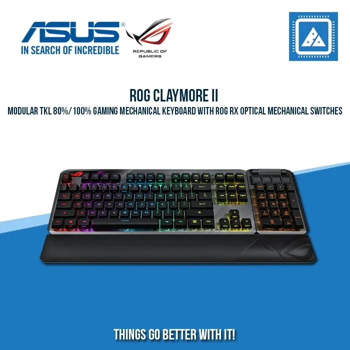 ASUS ROG CLAYMORE II RGB MECHANICAL WIRED/WRLSS GAMING KB W/ DETACHABLE NUMPAD (BLUE SWITCH)