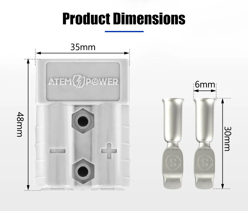 Atem Power 20PCS Anderson Style Plug Connectors 50 AMP 12-24V 6AWG DC Power Tool