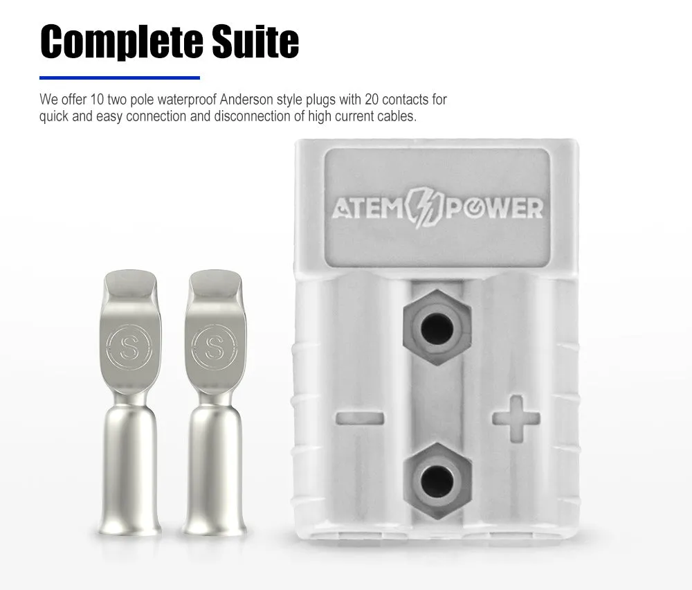 Atem Power 20PCS Anderson Style Plug Connectors 50 AMP 12-24V 6AWG DC Power Tool