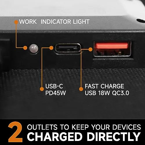 BALDR 120W Portable Solar Panel for Jackery/ECOFLOW/Flashfish/ROCKPALS Power Station Generator, Foldable Solar Cell Charger with USB Ports & PD Output for Camping, Off Grid Living. Black…