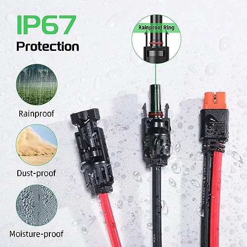 Bateria Power Solar to XT60i Charge Extension Cable 25FT 10AWG, Solar Connector to XT60 Adapter Wire Connecting for Foldable Solar Panel to Portable Power Station Solar Generator (XT60I-F 10AWG 25FT)