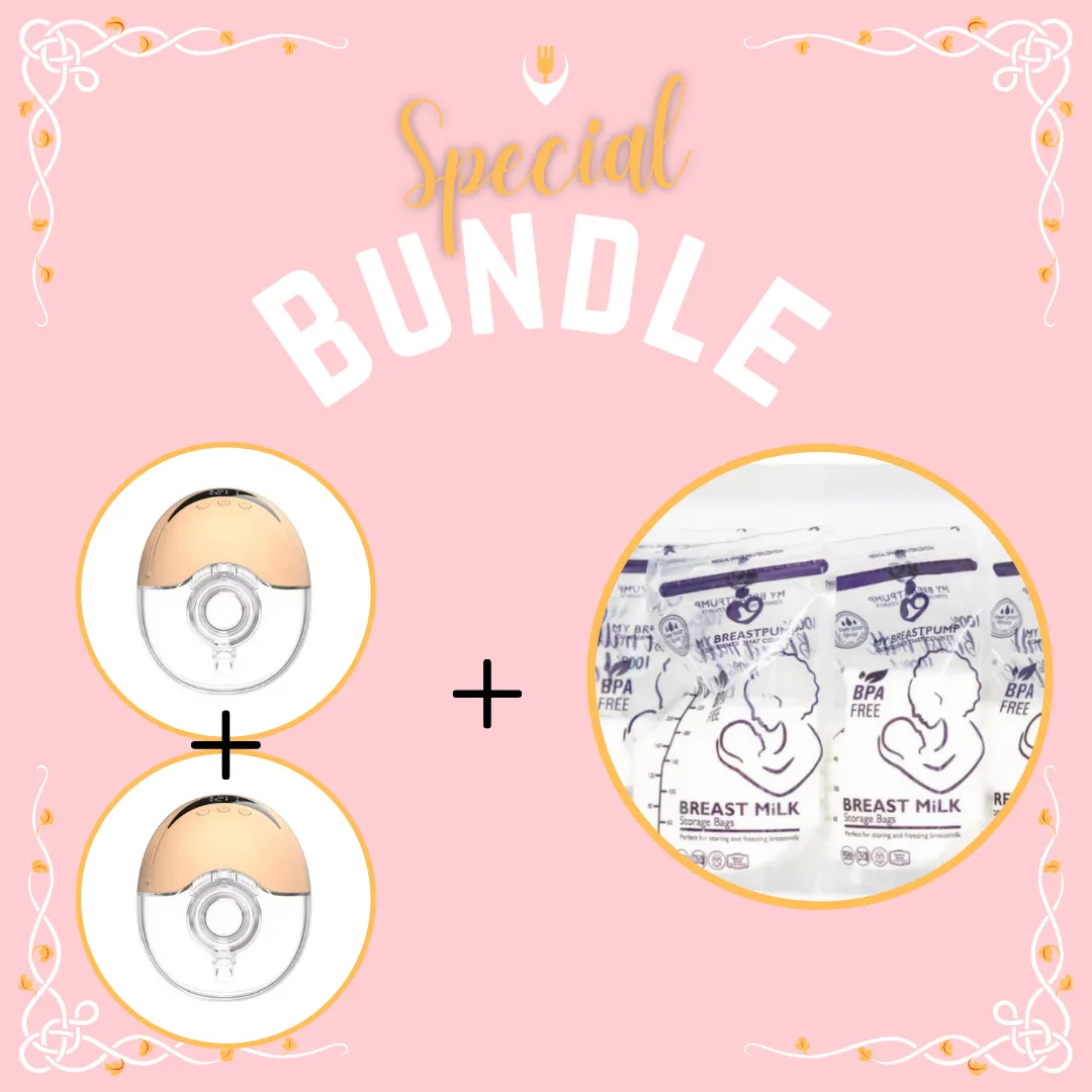 Bundle Deal - 2 x Hospital Grade Wearable Breast Pump & Breast Milk Storage Bags (30Pcs)