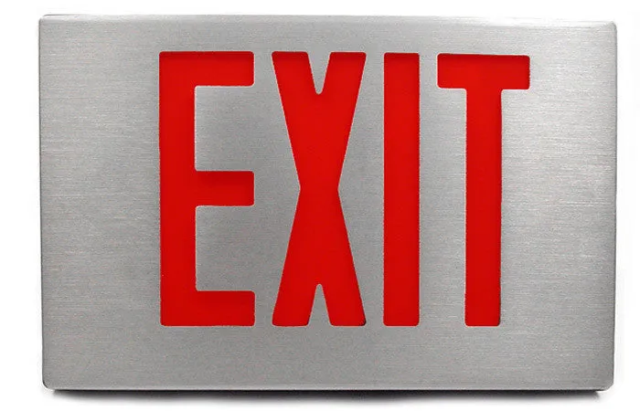 Cast Aluminum LED Exit Sign - Single Faced with canopy - 120/277V
