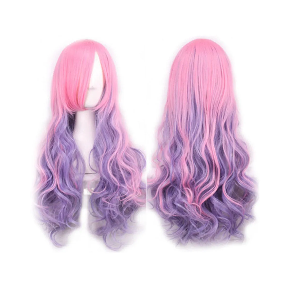 Cosplay Curly Wig for Women (Pink & Purple)