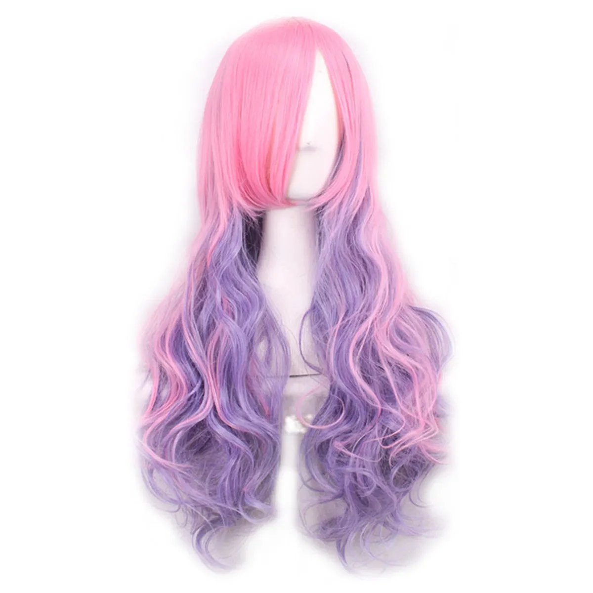 Cosplay Curly Wig for Women (Pink & Purple)