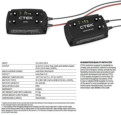 CTEK Battery Charger - D250SE Dual Input 20A Charger w/ Selectable Charge Voltage - 40-315