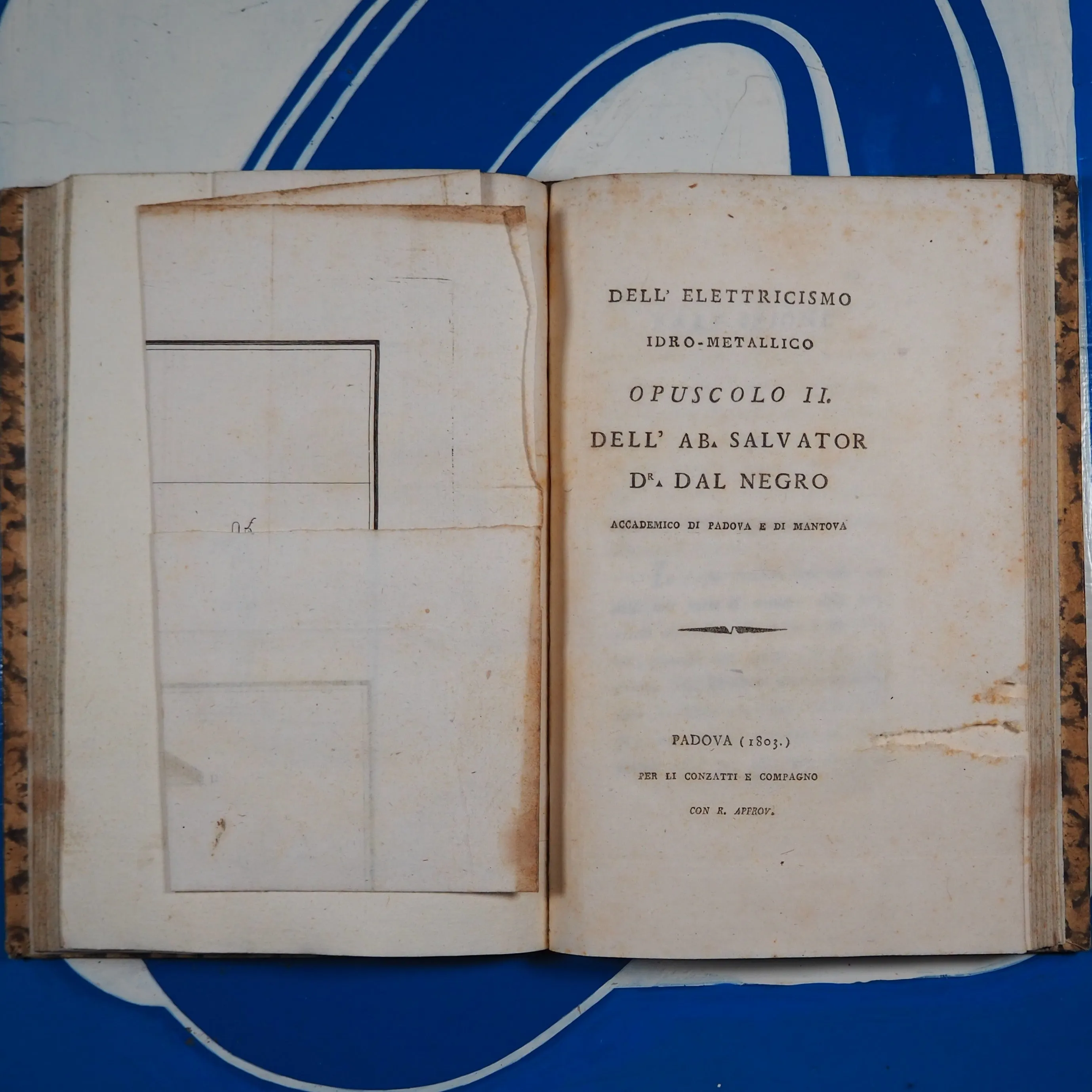 Dell'elettricismo idro-metallico opuscolo dell'ab. Salvator d.r Dal Negro accademico di Padova. Part I & 2. Negro, Salvatore Dal (1768-1839). Publication Date: 1802 Condition: Very Good