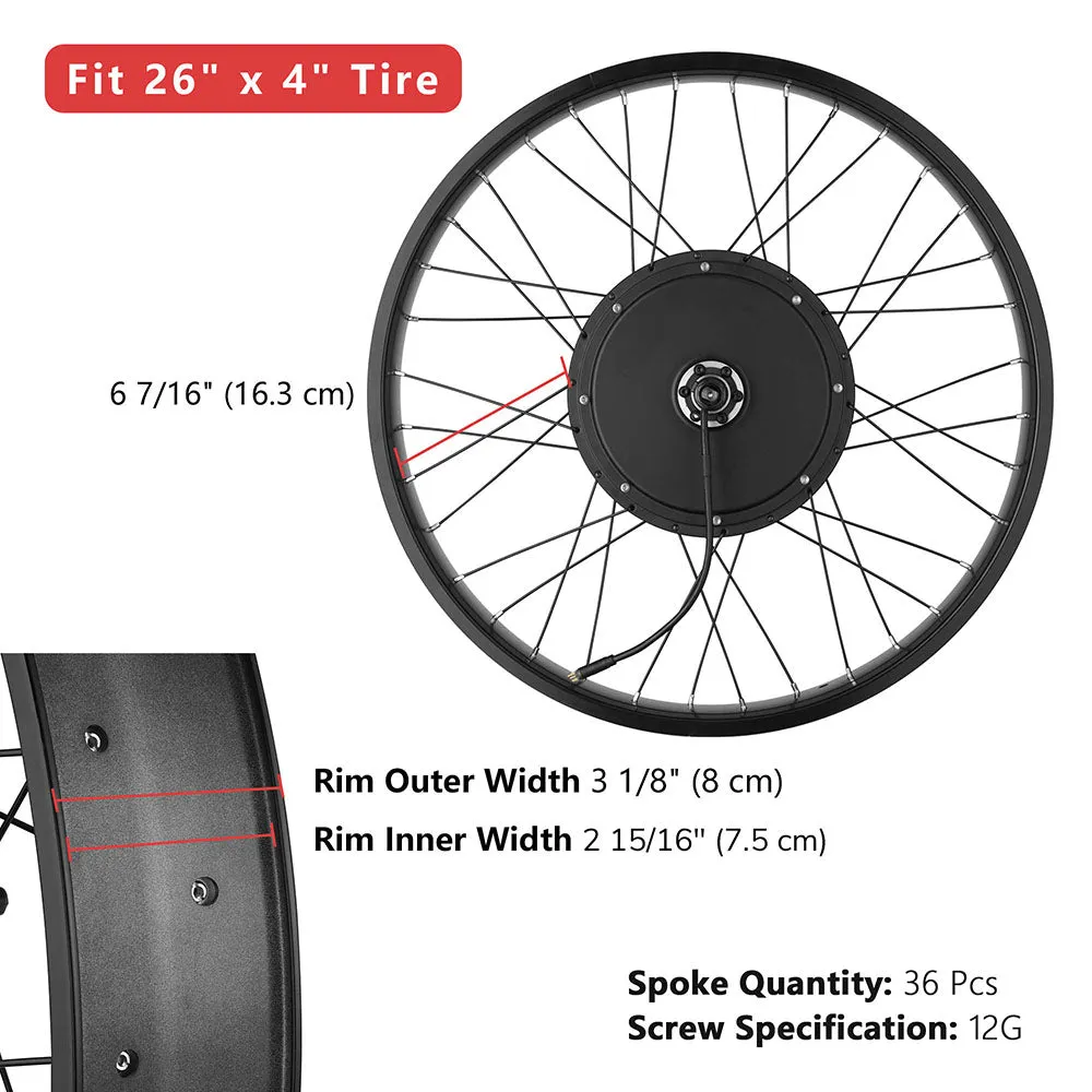 DIY 26 Inch 1000w Fat Tire Ebike Conversion Kit Front Pedal Assist